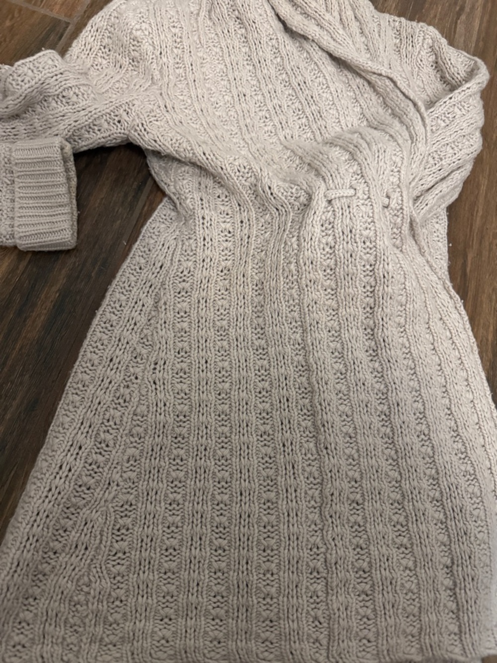 Beth Bowley Cream Cable Knit Open Cardigan with Tie Belt - Picture 6 of 6
